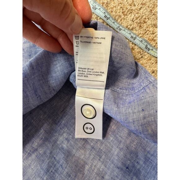 UNTUCKIt Long Sleeve shirt, size XXXLT, Blue, 100% Linen - Picture 10 of 10